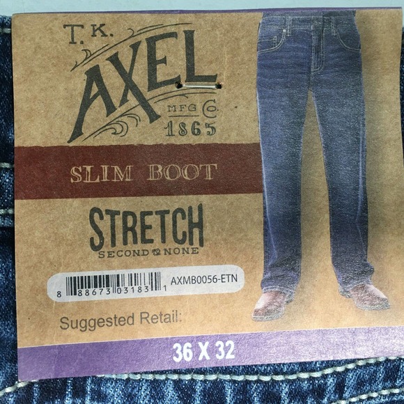 T.K. Axel Slim Bootcut Stretch Denim Jean, Men's Size 36 x 32 - Blue - Picture 7 of 10